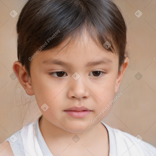 Neutral white child male with short  brown hair and brown eyes