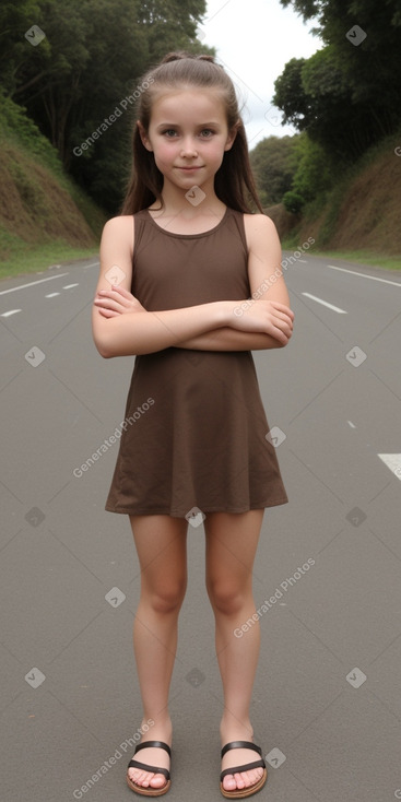 New zealand child girl with  brown hair