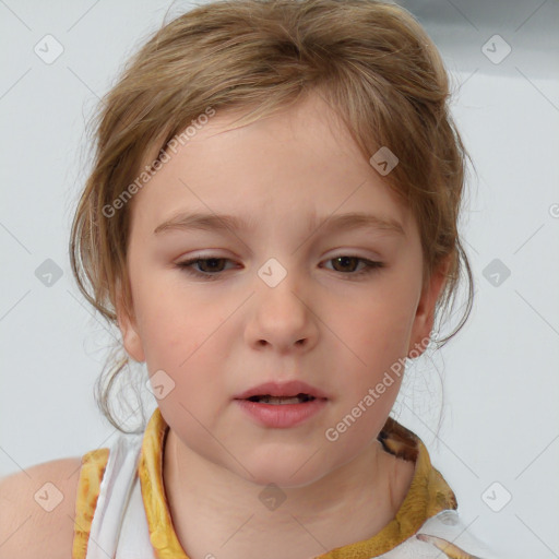 Neutral white child female with medium  brown hair and brown eyes