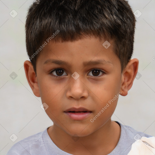 Neutral white child male with short  brown hair and brown eyes