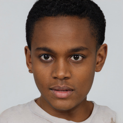 Neutral black young-adult male with short  brown hair and brown eyes