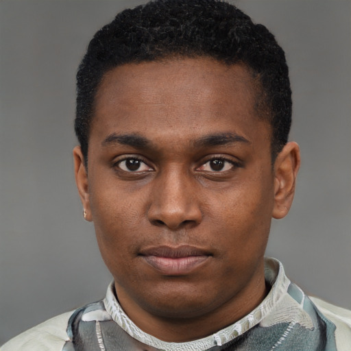 Neutral latino young-adult male with short  brown hair and brown eyes