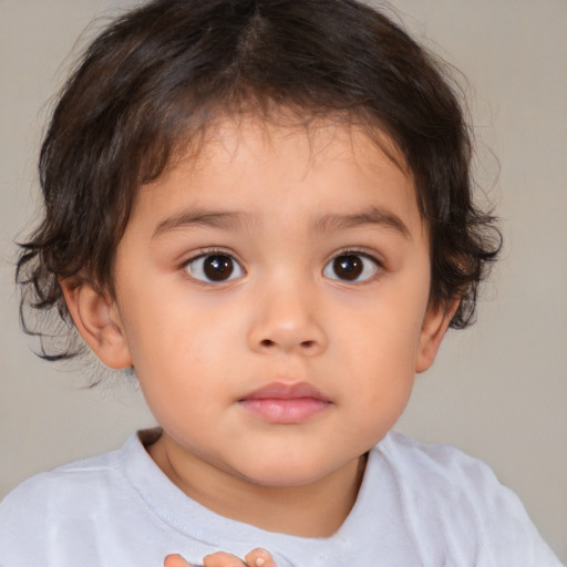 Neutral white child female with medium  brown hair and brown eyes