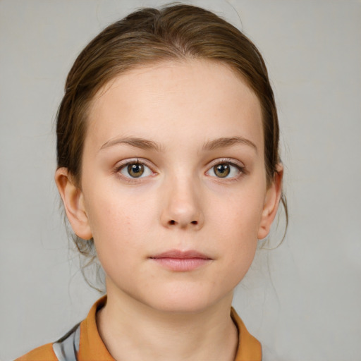 Neutral white child female with medium  brown hair and brown eyes