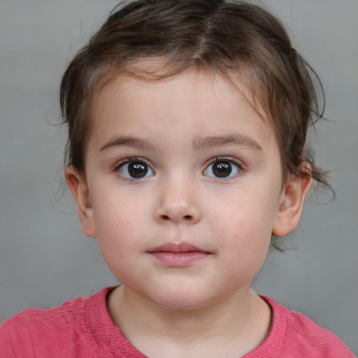 Neutral white child female with short  brown hair and brown eyes