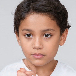 Neutral white child female with short  brown hair and brown eyes