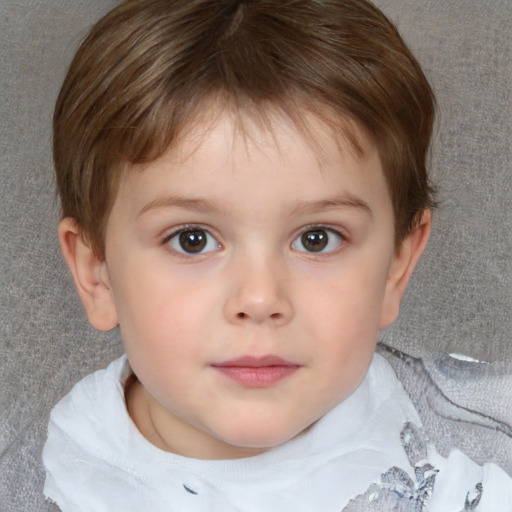 Neutral white child female with short  brown hair and brown eyes