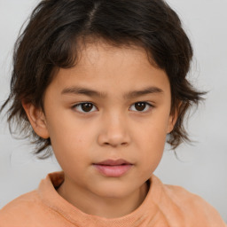 Neutral asian child female with medium  brown hair and brown eyes