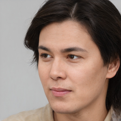 Neutral white young-adult male with medium  brown hair and brown eyes