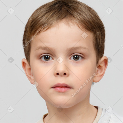 Neutral white child male with short  brown hair and brown eyes