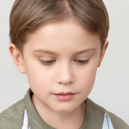 Neutral white child female with short  brown hair and brown eyes