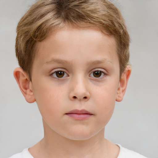 Neutral white child male with short  brown hair and brown eyes