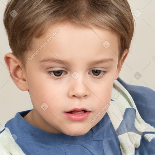 Neutral white child male with short  brown hair and brown eyes