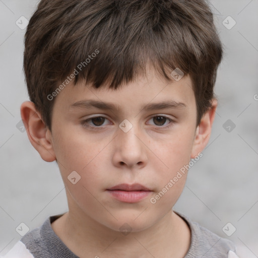 Neutral white child male with short  brown hair and brown eyes