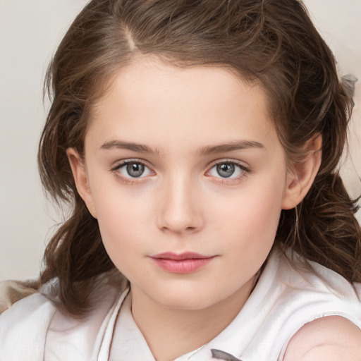 Neutral white child female with medium  brown hair and brown eyes