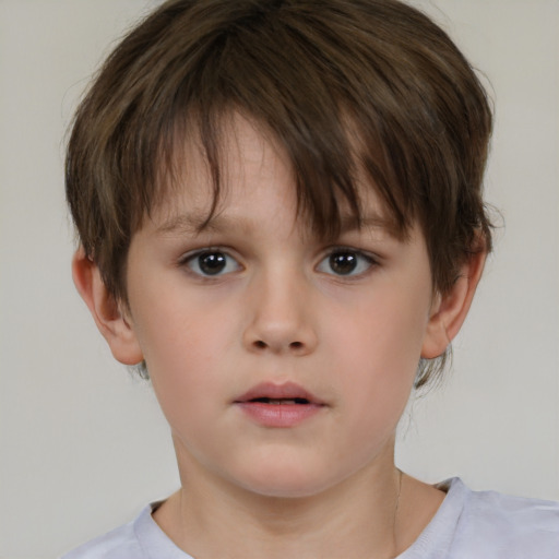 Neutral white child female with short  brown hair and brown eyes