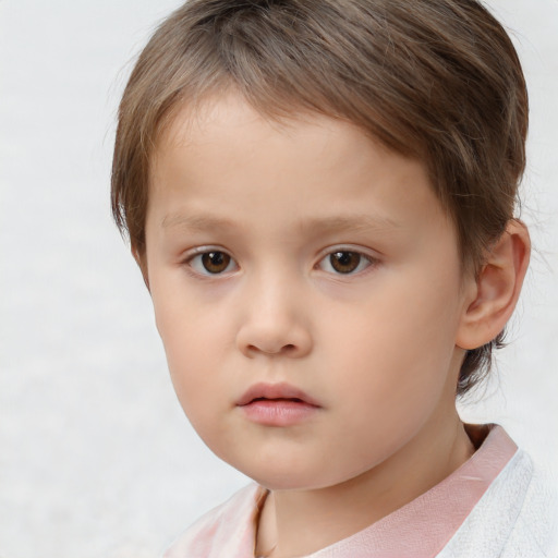 Neutral white child male with short  brown hair and brown eyes