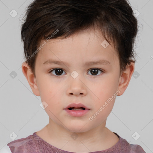 Neutral white child male with short  brown hair and brown eyes