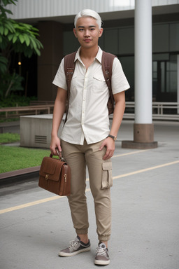 Singaporean young adult male with  white hair