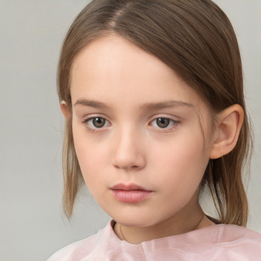 Neutral white child female with medium  brown hair and brown eyes