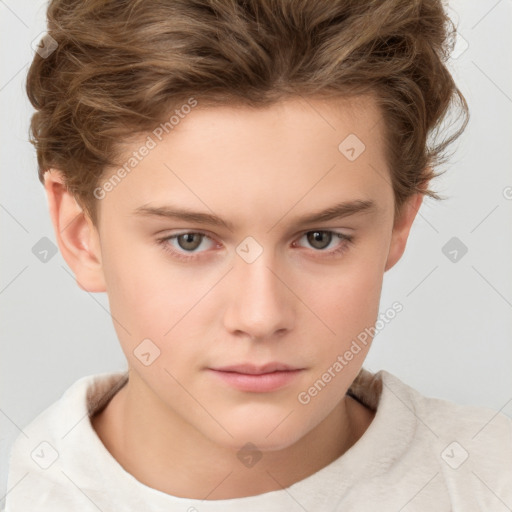 Neutral white child male with short  brown hair and brown eyes