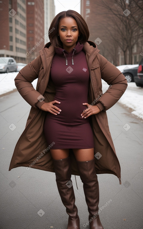 African american adult female with  brown hair