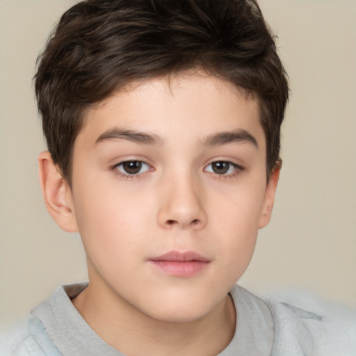 Neutral white child male with short  brown hair and brown eyes