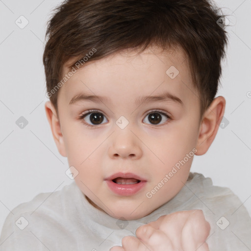 Neutral white child male with short  brown hair and brown eyes