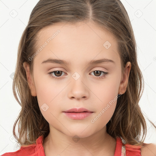 Neutral white child female with medium  brown hair and brown eyes