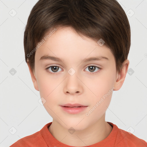 Neutral white child male with short  brown hair and brown eyes