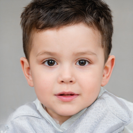 Neutral white child male with short  brown hair and brown eyes