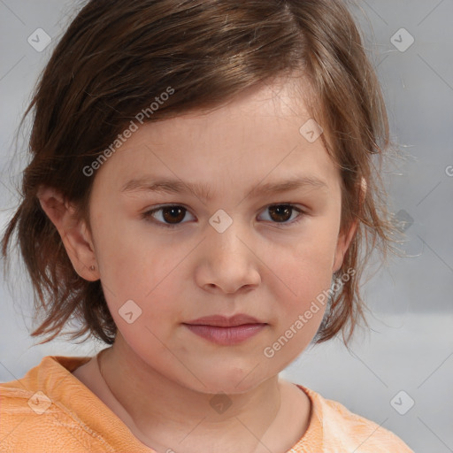 Neutral white child female with medium  brown hair and brown eyes