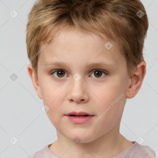 Neutral white child male with short  brown hair and brown eyes