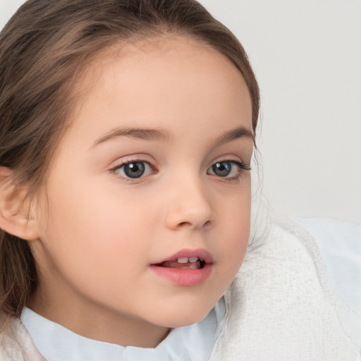 Neutral white child female with medium  brown hair and brown eyes