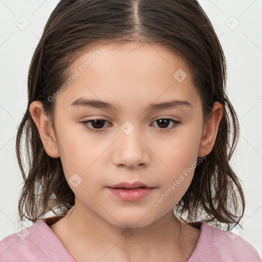 Neutral white child female with medium  brown hair and brown eyes