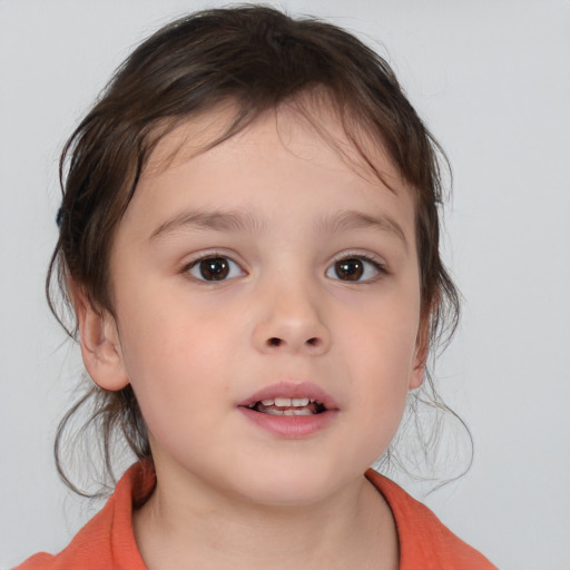 Neutral white child female with medium  brown hair and brown eyes