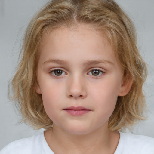 Neutral white child female with medium  brown hair and brown eyes