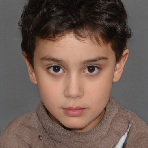 Neutral white child male with short  brown hair and brown eyes