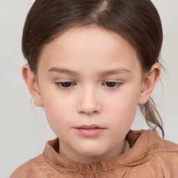 Neutral white child female with short  brown hair and brown eyes