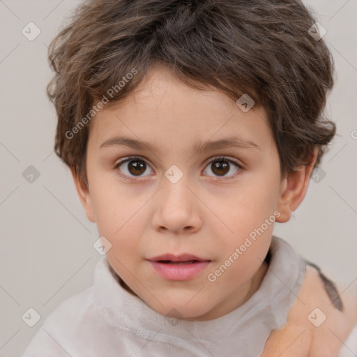 Neutral white child male with short  brown hair and brown eyes