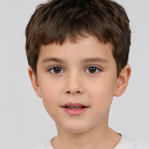 Neutral white child male with short  brown hair and brown eyes