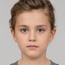 Neutral white child female with short  brown hair and brown eyes