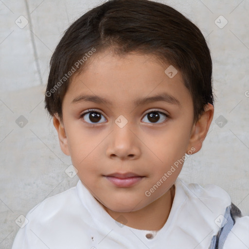 Neutral white child female with short  brown hair and brown eyes