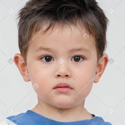 Neutral white child male with short  brown hair and brown eyes