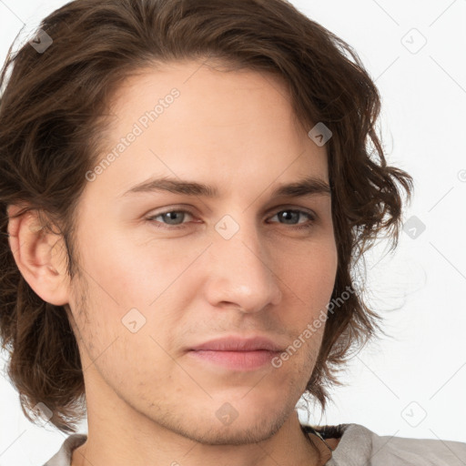 Neutral white young-adult male with medium  brown hair and brown eyes