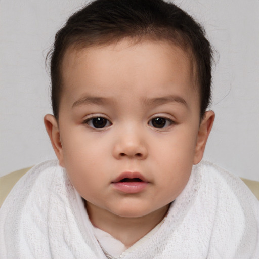 Neutral white child female with short  brown hair and brown eyes