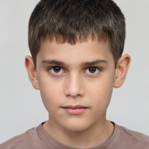 Neutral white child male with short  brown hair and brown eyes