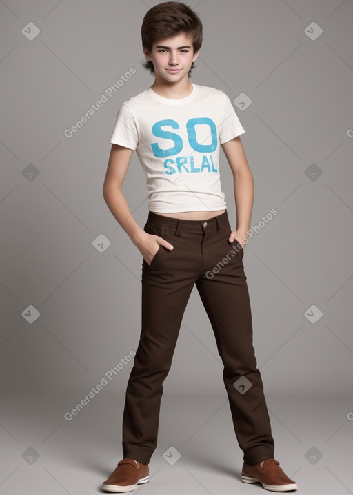 Argentine teenager boy with  brown hair