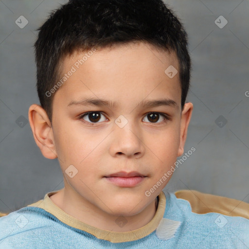 Neutral white child male with short  brown hair and brown eyes