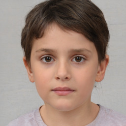 Neutral white child female with short  brown hair and brown eyes